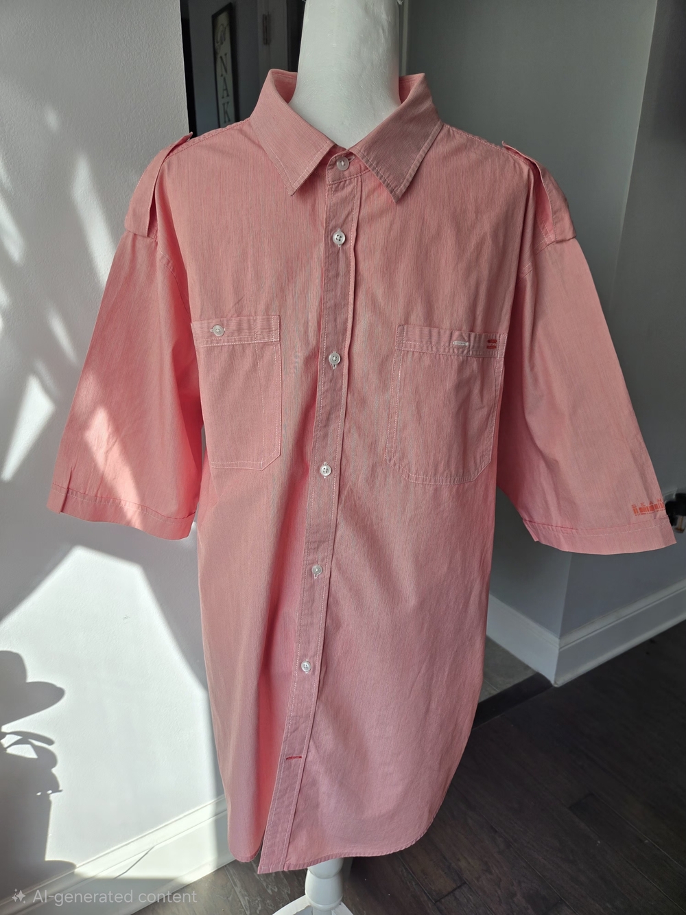 Vintage Sean John Short Sleeve Utility Shirt Men's 3XL Coral Pink Y2K